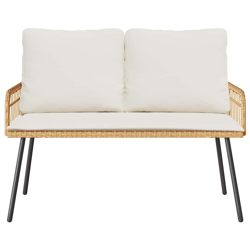 2-teiliges Garten-Dining-Set mit Kissen aus natürlichem Poly-Rattan